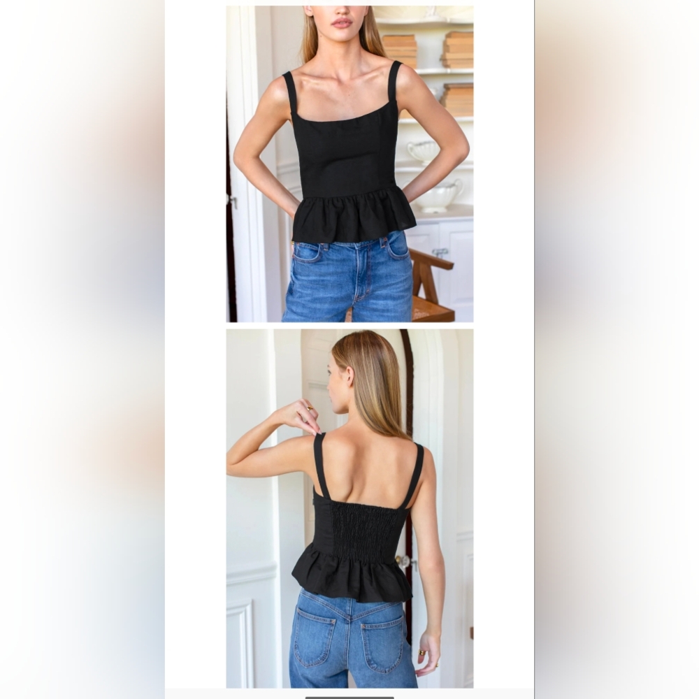 100 Percent Linen Peplum Top